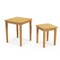 Natural Teak Wood Nesting Side Tables with Slatted Top, Space-Saving Design